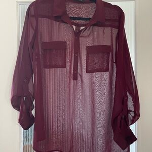 Maroon Sheer Blouse